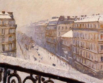 Gustave Caillebotte Painting - Boulevard Haussmann Snow Gustave Caillebotte